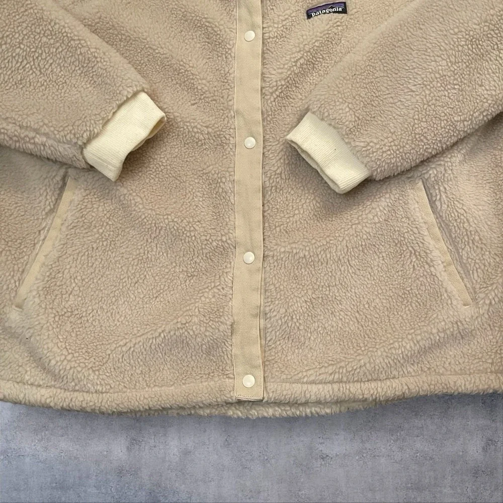 Patagonia Woolyester‎ Sherpa Bomber Jacket Womens XL Recycled Wool Oatmeal Beige